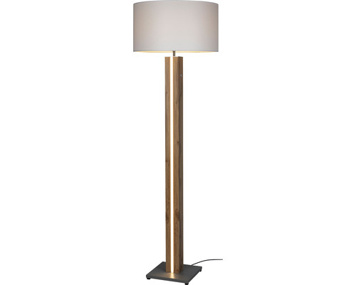 Golvlampa med trästruktur och tygskärm