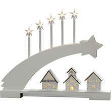 Julgransljusstake med stjärnor och hus