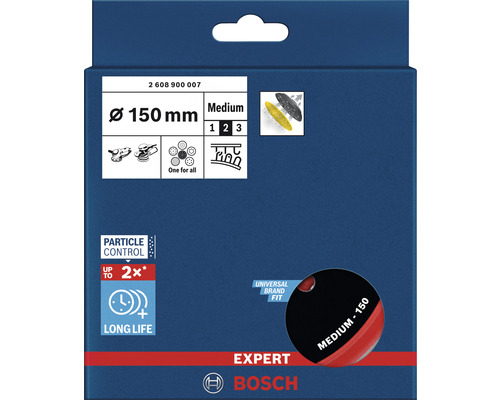 Förpackning med Bosch EXPERT slipskiva med 150 millimeter diameter