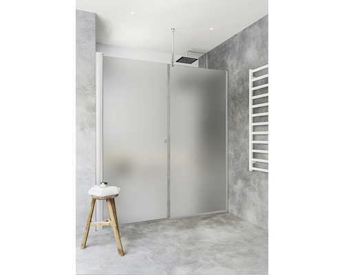 Nischdusch HAFA Igloo Pro Dubbel Dörr + Vägg aluminium frostad glas 700x700 mm Badrum med duschkabin, pall och handdukstork