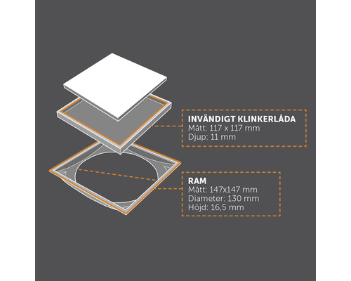 Teknisk ritning av ett brunnslock med måttangivelser