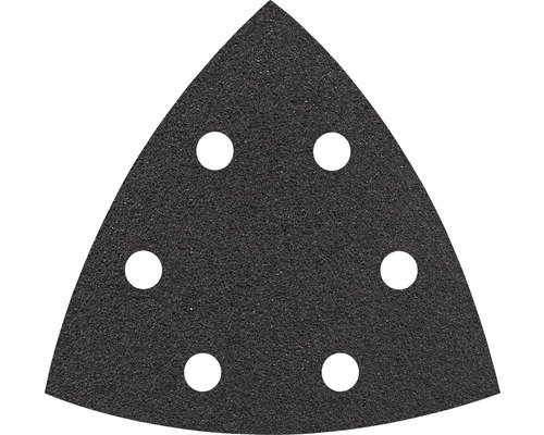 Deltaslippapper BOSCH 93x93x93mm F355 kornstorlek 180 Triangulärt sandpapper med hål för dammutsug.