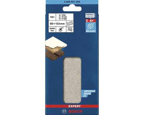 Bosch Expert slippapper set med olika kornstorlekar, 80 x 133 millimeter, lämplig för olika sliparbeten