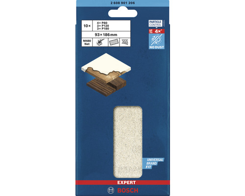 Bosch Expert M480 Net slipnätset, 10 stycken, korn P80 till P180, 93x186 millimeter