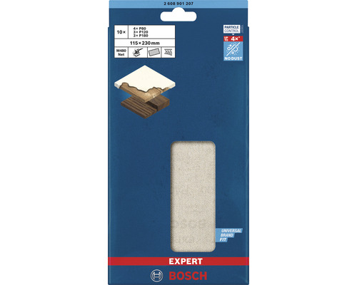 Bosch Expert M480 slipnätset, 10 stycken, kornstorlek P80 till P180, storlek 115x230 millimeter
