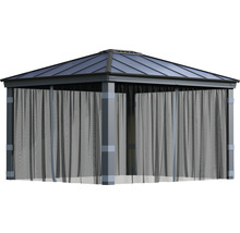 Paviljong med gardiner för utomhusbruk