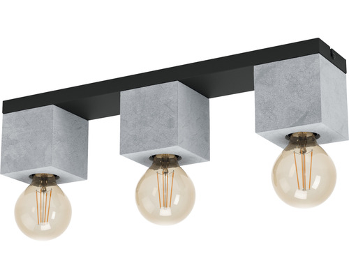 Taklampa EGLO 3L svart/grå Taklampa med tre ljuskällor och betonglook