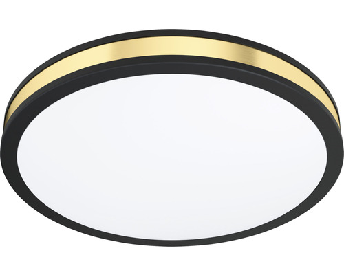 Rund taklampa i svart med guldfärgad accent