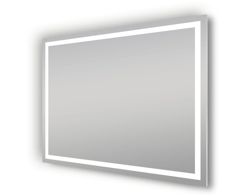 Rektangulär spegel med LED-belysning runt om