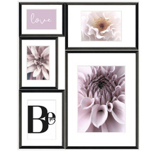 Bildcollage THE WALL Dahlia svart 5-delars 53x66cm