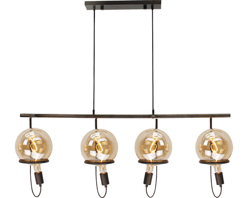 Taklampa med fyra lampor och glasskärm