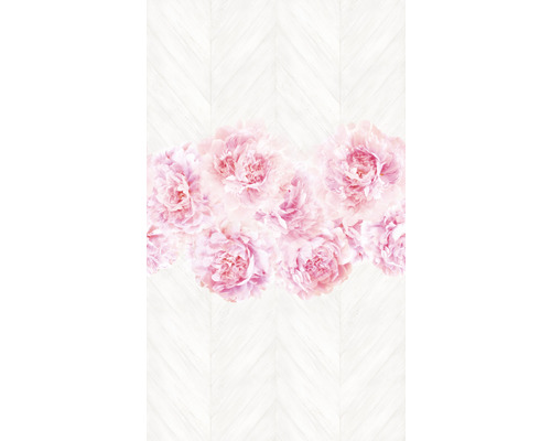 Fototapet MARBURG Smart Art Easy Floral rosa 270x159cm 47260 Tapet med blommönster på ljus träbakgrund