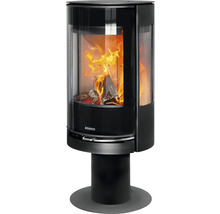 Vedeldad kamin med glasfront och brinnande ved