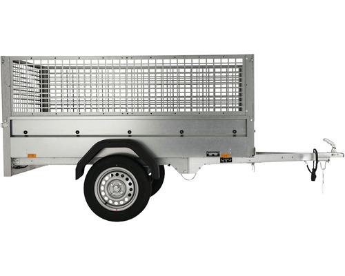 Släpvagn med enkelaxel och gallerinsats