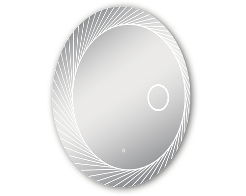 Rund spegel med led-belysning och dekorativ ram