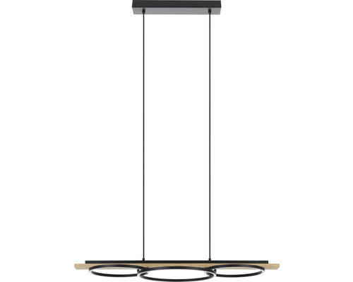 Pendellampa med tre runda ljuskroppar och ett avlångt takfäste