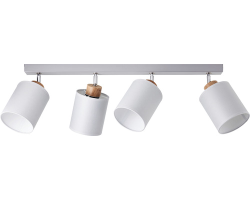 Taklampa med fyra spotlights och lampskärmar