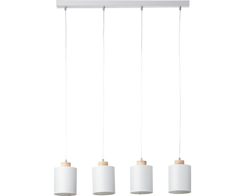 Taklampa med fyra lampskärmar och trädetaljer