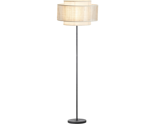 Golvlampa med tygskärm och metallfot