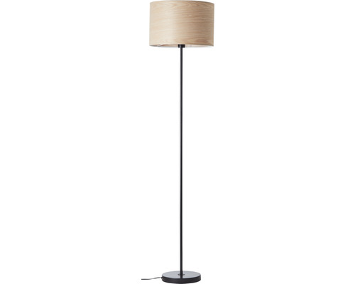 Golvlampa med träskärm och metallfot