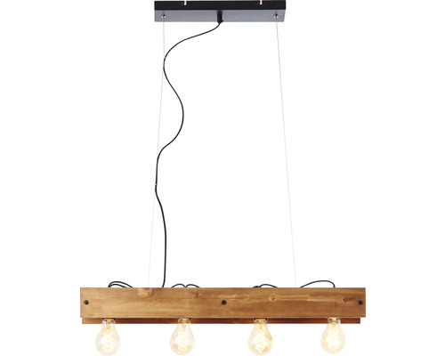 Hänglampa av trä med fyra glödlampor