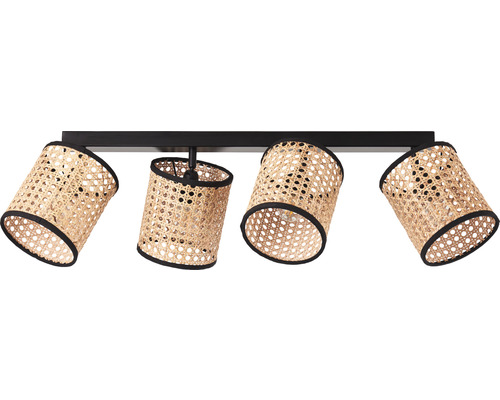 Taklampa med fyra lampor och rotting lampskärm