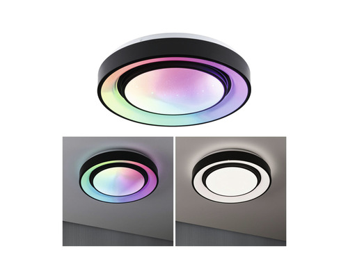 LED-taklampa med färgväxling och olika belysningslägen.