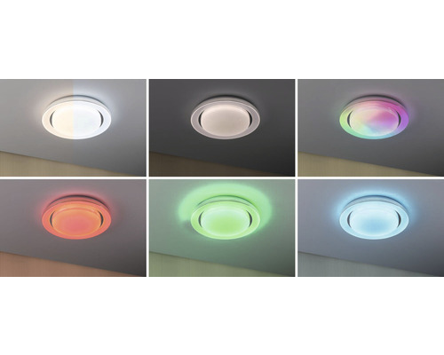 Taklampa med olika färginställningar