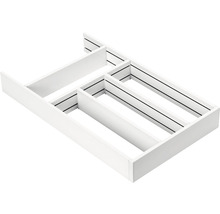 Vit lådinsats med fack för förvaring av föremål i en låda