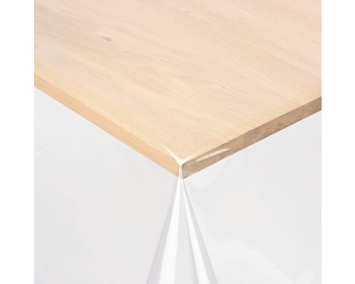 Vaxduk VENILIA Crystal transparent 0,3mm 130cm bred (metervara) Träbord med transparent bordsduk