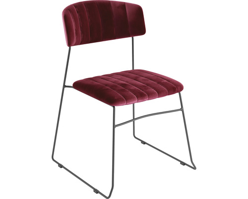 Restaurangstol VEBA Mundo 55x54x79cm stål velour bordeaux Stol med sammetsklädsel och metallram