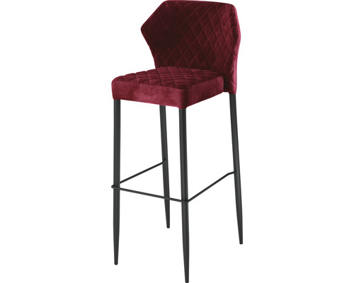 Barstol med säte och ryggstöd med rutmönster och svart ram