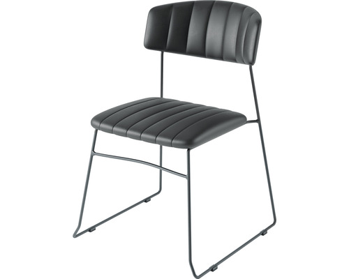 Stol med metallram och vadderad sits och ryggstöd