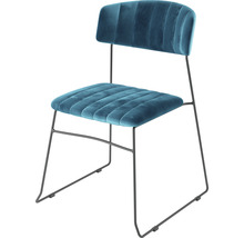 Stoppad stol med metallram och sammetsklädsel