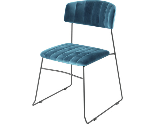 Stoppad stol med metallram och sammetsklädsel