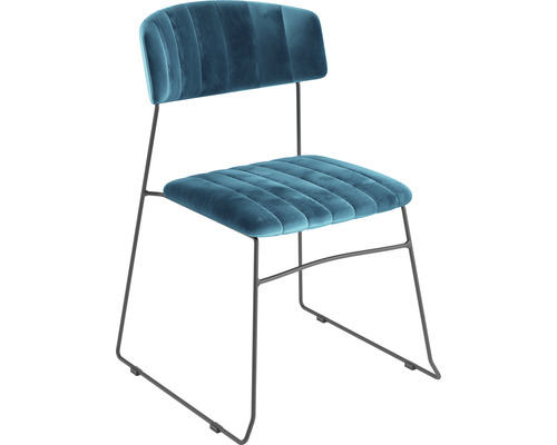 Restaurangstol VEBA Mundo 55x54x79cm stål velour blå Stoppad stol med metallram för inomhusbruk