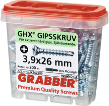 Gipsskruv GRABBER GHX® för extremt hård gips 3,9x26mm härdat kol-packål 800-pack-thumb-1