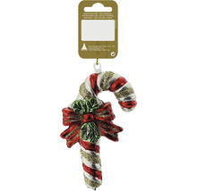 Julgransprydnad i form av polkagris med rosett