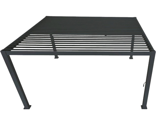 Metallpaviljong med lamelltak för trädgården