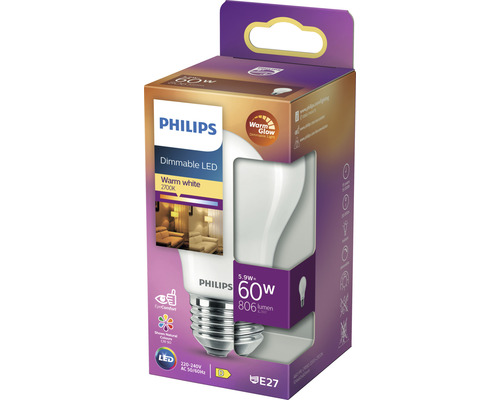 Philips LED-lampa 5,9 Watt med E27-sockel i förpackning