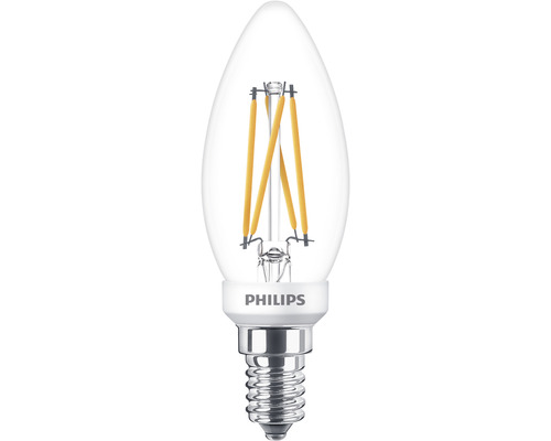 Kronlljus PHILIPS LED Warm Glow dimfunktion B35 klar E14 3,4W(40W) 470lm 2200-2700K varmvit