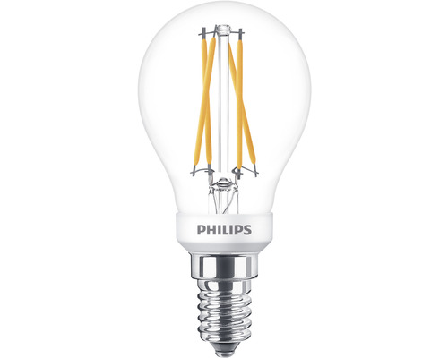 Klotlampa PHILIPS Warm Glow P45 klar E14/3,4W(40W) 470lm 2200-2700K varmvit dimfunktion Klotlampa PHILIPS Warm Glow P45 klar E14/3,4W(40W) 470lm 2200-2700K varmvit dimfunktion