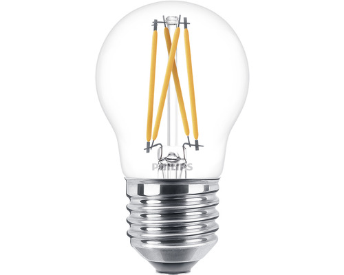 Klotlampa PHILIPS Warm Glow P45 klar E27/3,4W(40W) 470lm 2200-2700K varmvit dimfunktion-0