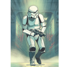 Illustration av en Stormtrooper med blaster i en korridor