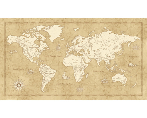 Fototapet KOMAR Vintage World Map vit 10 delar 280x500cm IAX10-0027