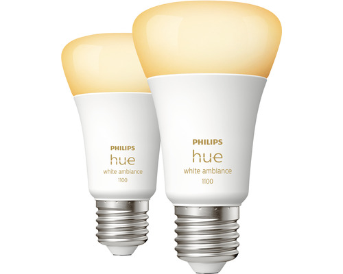Två Philips Hue White Ambiance 1100 glödlampor