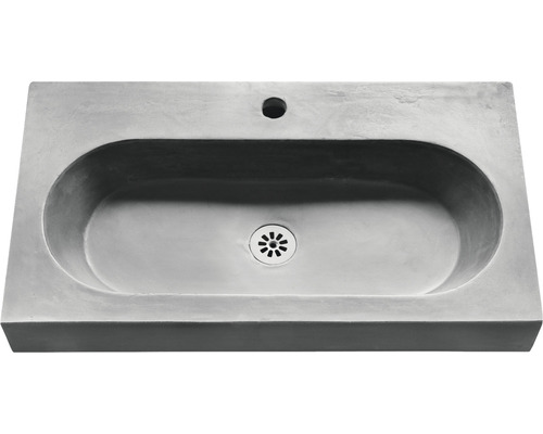 Tvättställ DIFFERNZ Somero grå blank 60 cm betong med bräddavlopp 36.104.94