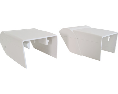 Två vita rörskydd för värmerör av plast