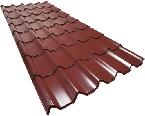 Takplatta av metall med tegelmönster