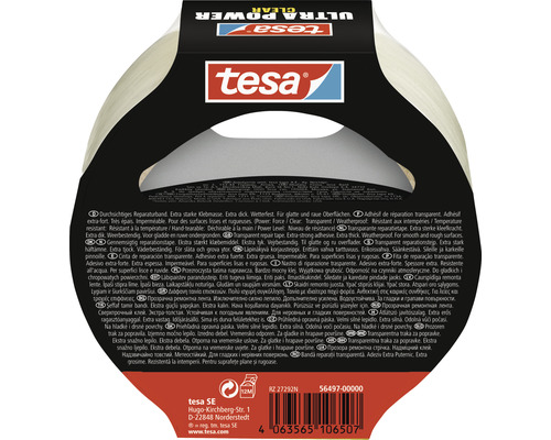 Tesa Ultra Power Clear reparationsremsa, transparent, extra stark, väderbeständig